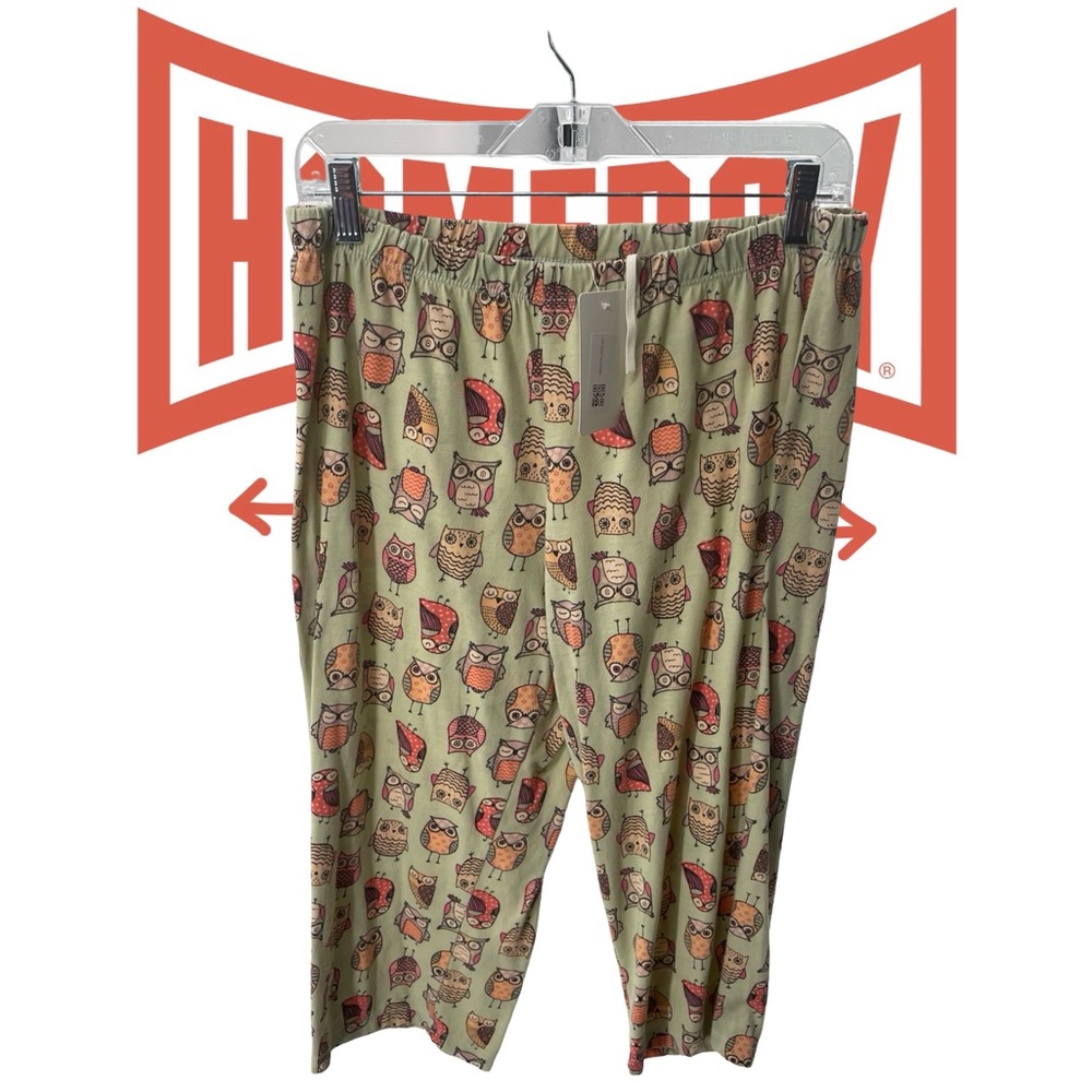 Secret Treasures Owl Print Pants - Green and Brown